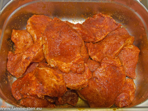 gewürzte Steaks vom Schweinelachs