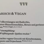 Speisekarte für Vegetarier und Veganer